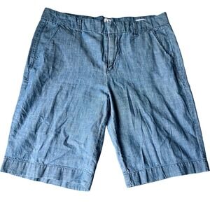 Gap Women Bermuda Shorts Blue Light Wash 100% Cotton Size 6 Casual Everyday‎
